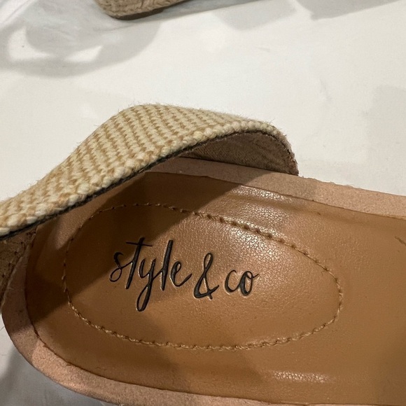 Style & Co Nude Espadrille Wedge Sandals Size 9 | Ankle Strap Platform Heels - Picture 4 of 6